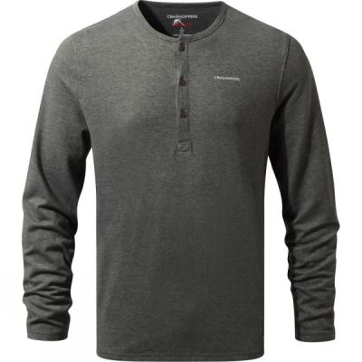 Top Craghoppers NosiLife Newark Manga Larga Henley Hombre - Gris - Chile SFD139480